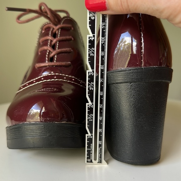 DADAWEN Women's Lace-up Platform Oxfords Mid Block Heel Brogue Shoe Patent *Read - Picture 14 of 17